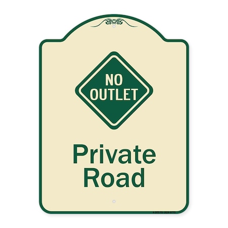 Signmission Designer Series-Private Road With No Outlet Symbol Tan & Green, 24" x 18", TG-1824-9773 A-DES-TG-1824-9773